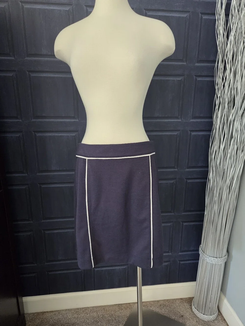Loft Navy Blue Knee Length Skirt For Business Wear